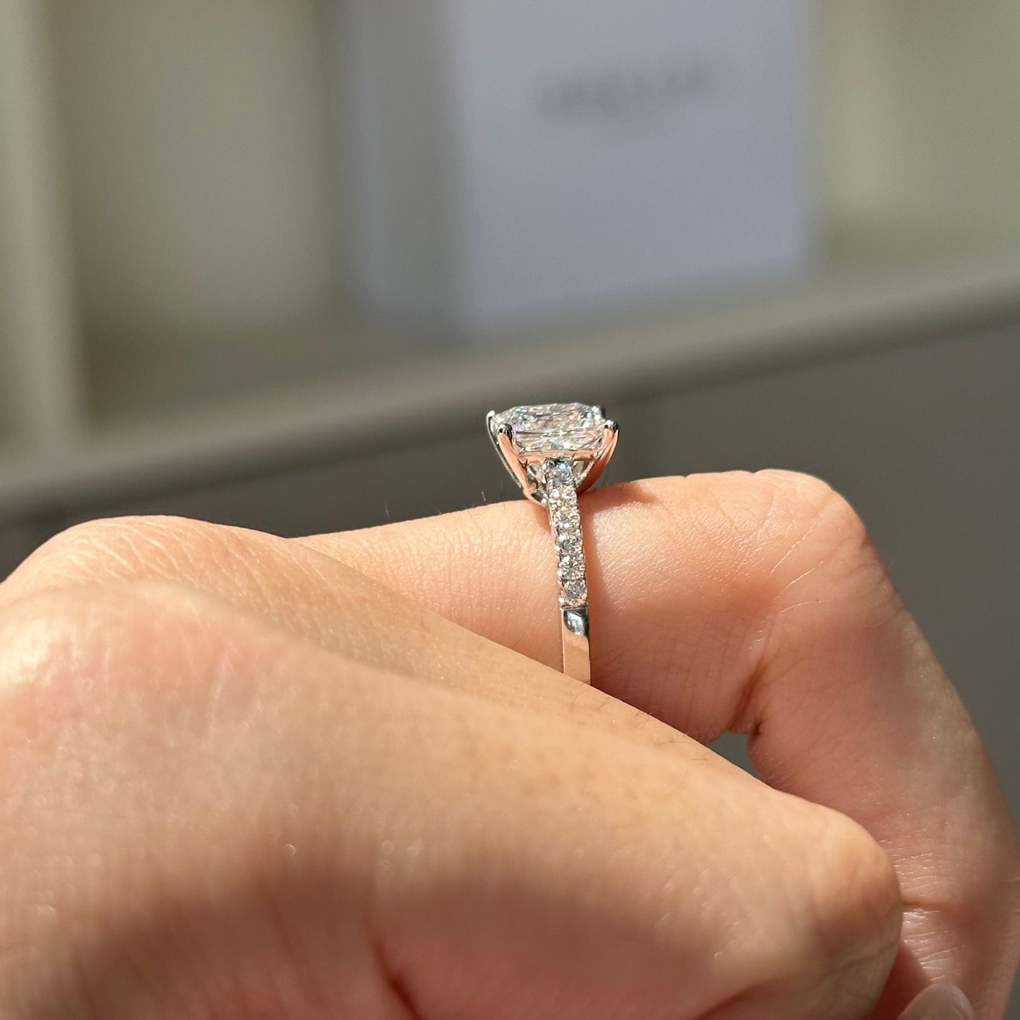 2 CT Princess Pave Moissanite Engagement Ring