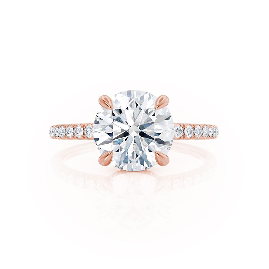 1 CT Round Hidden Halo & Pave Lab Grown Diamond Engagement Ring