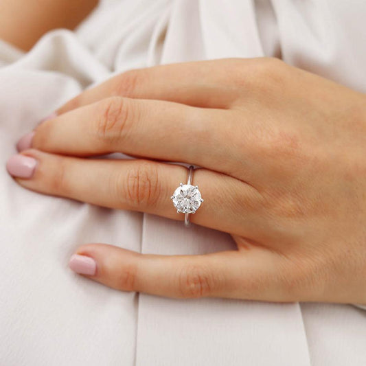 2.2 CT Round Solitaire Lab Grown Diamond Engagement Ring