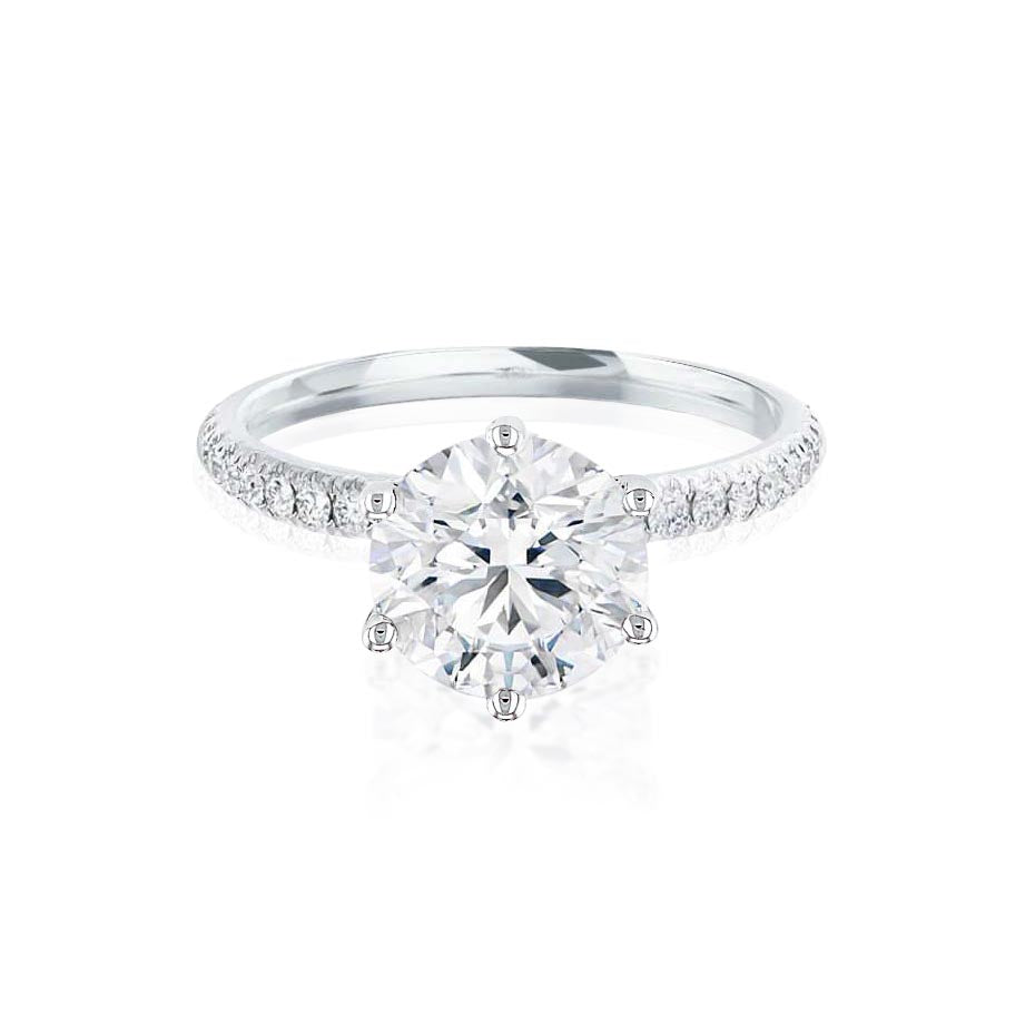2.2 CT Round Pave Lab Grown Diamond Engagement Ring