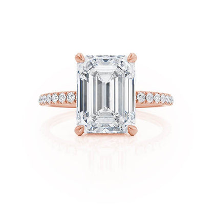 1.75 CT Emerald Hidden Halo & Pave Lab Grown Diamond Engagement Ring