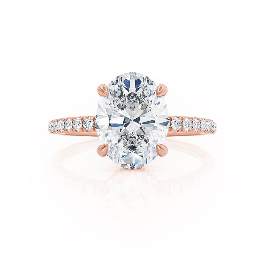 1.5 CT Oval Hidden Halo & Pave Lab Grown Diamond Engagement Ring