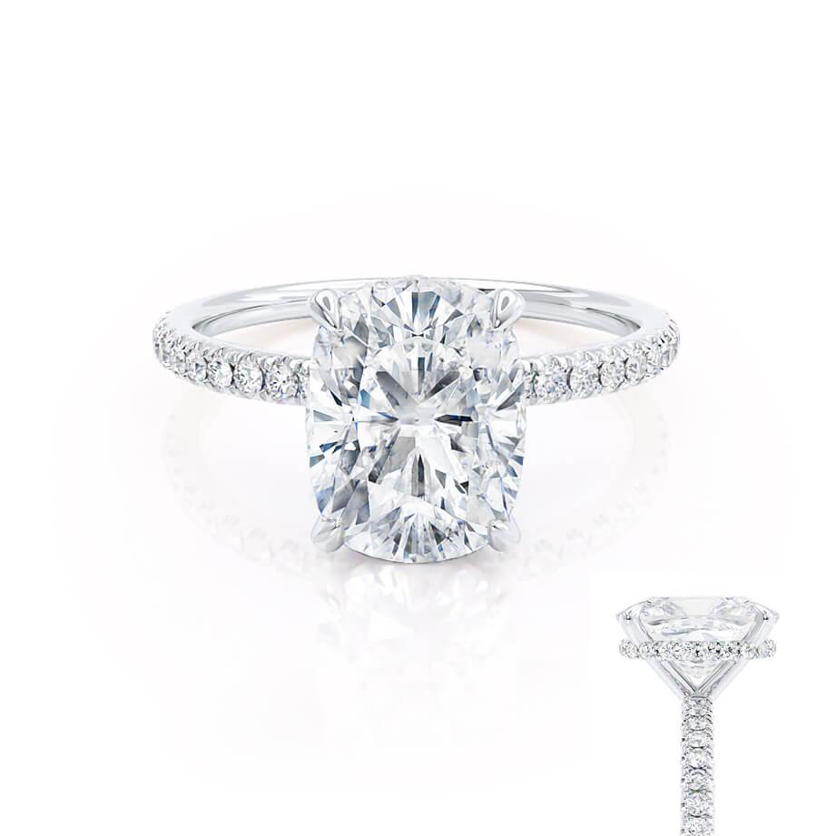 2.3 CT Elongated Cushion Pave Lab Grown Diamond Engagement Ring