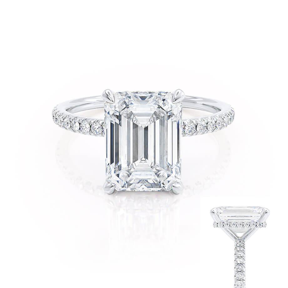 1.75 CT Emerald Pave Lab Grown Diamond Engagement Ring