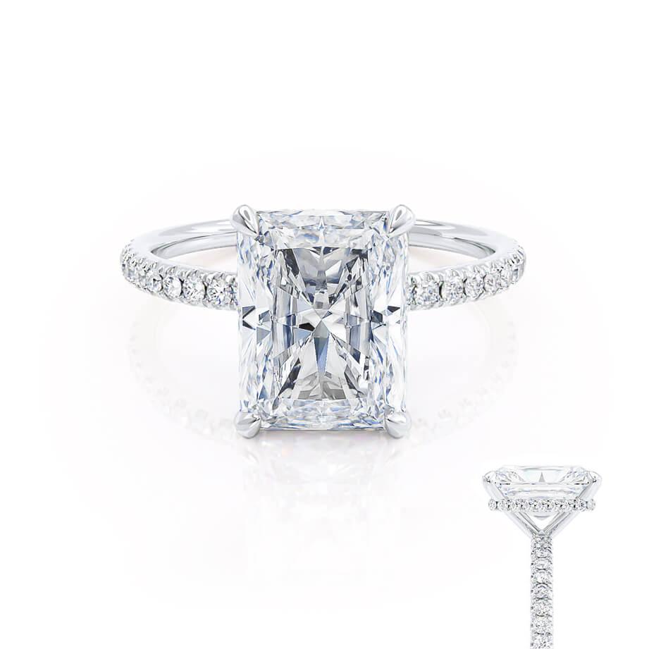 1.8 CT Radiant Hidden Halo & Pave Lab Grown Diamond Engagement Ring