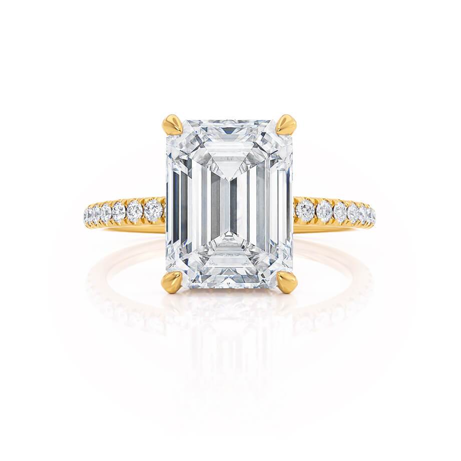 1.75 CT Emerald Hidden Halo & Pave Lab Grown Diamond Engagement Ring