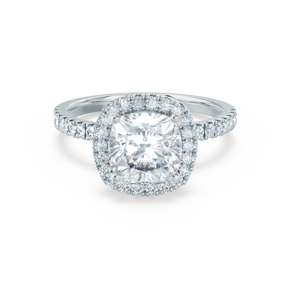 1.3 CT Cushion Halo & Pave Lab Grown Diamond Engagement Ring