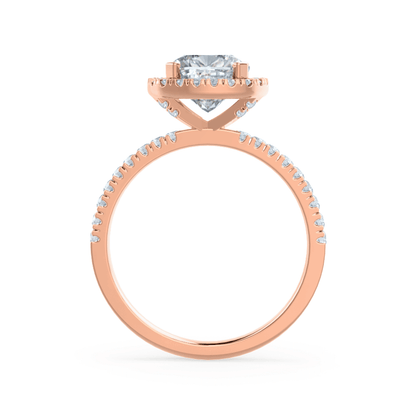 1.3 CT Cushion Halo & Pave Lab Grown Diamond Engagement Ring
