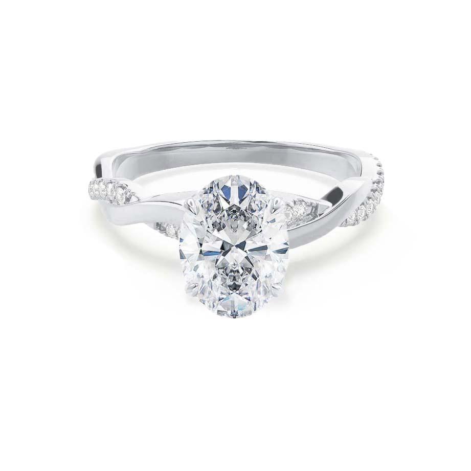 1.5 CT Oval Twisted Pave Lab Grown Diamond Engagement Ring