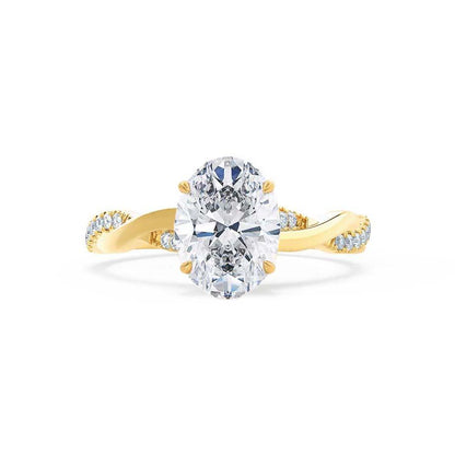 1.5 CT Oval Twisted Pave Lab Grown Diamond Engagement Ring