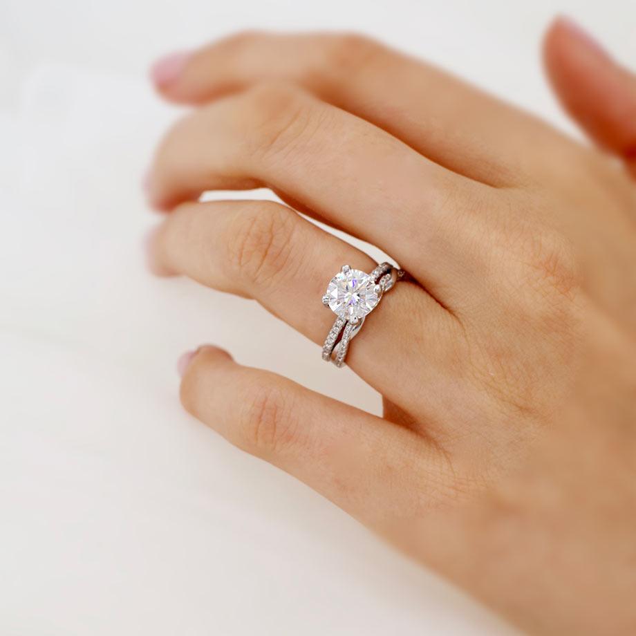 1 CT Round Pave Lab Grown Diamond Engagement Ring