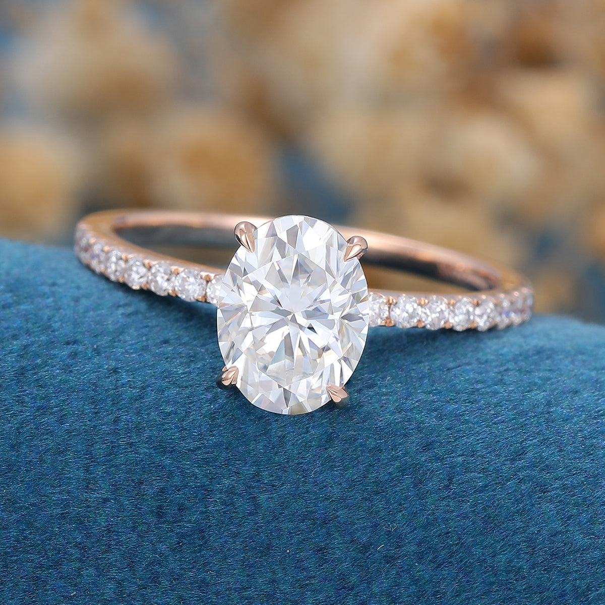 1.33 CT Oval Pave Lab Grown Diamond Engagement Ring
