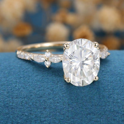 2.72 CT Oval Cluster Lab Grown Diamond Engagement Ring