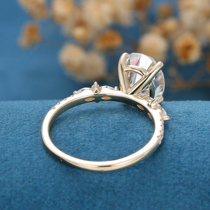2.72 CT Oval Cluster Lab Grown Diamond Engagement Ring
