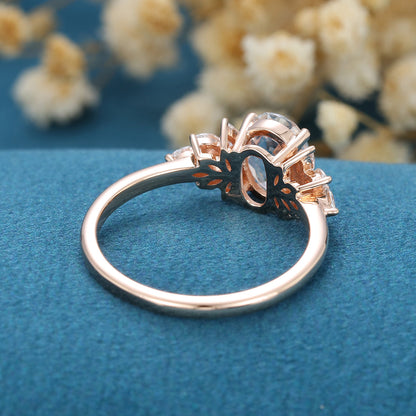 1.33 CT Oval Cluster Lab Grown Diamond Engagement Ring