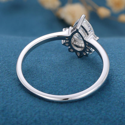 0.69 CT Pear Cluster Lab Grown Diamond Engagement Ring