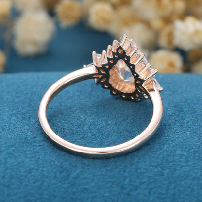 1 CT Pear Cluster Lab Grown Diamond Engagement Ring