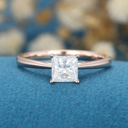 0.64 CT Princess Solitaire Lab Grown Diamond Engagement Ring