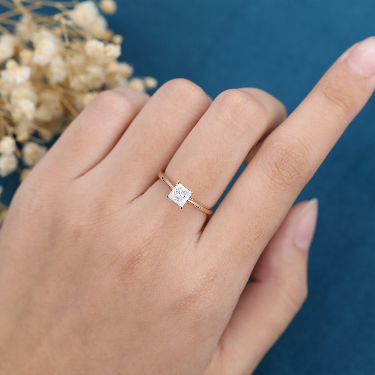 0.64 CT Princess Solitaire Lab Grown Diamond Engagement Ring