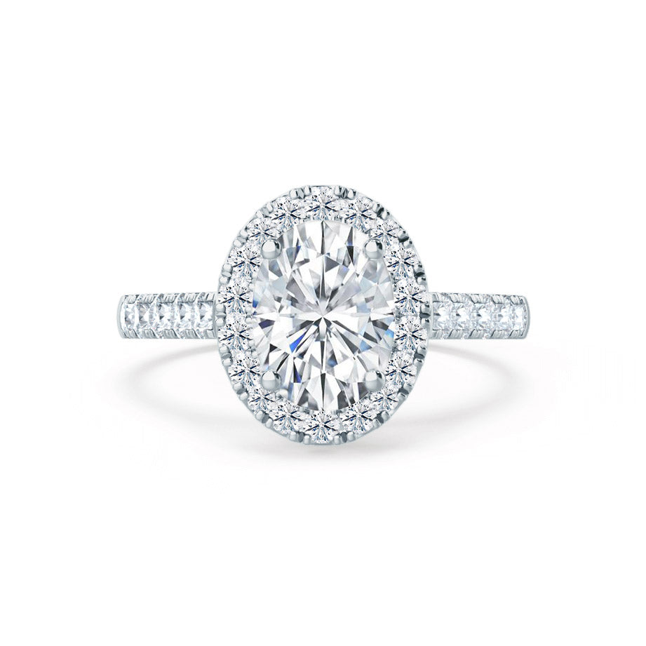 1.5 CT Oval Halo & Pave Lab Grown Diamond Engagement Ring