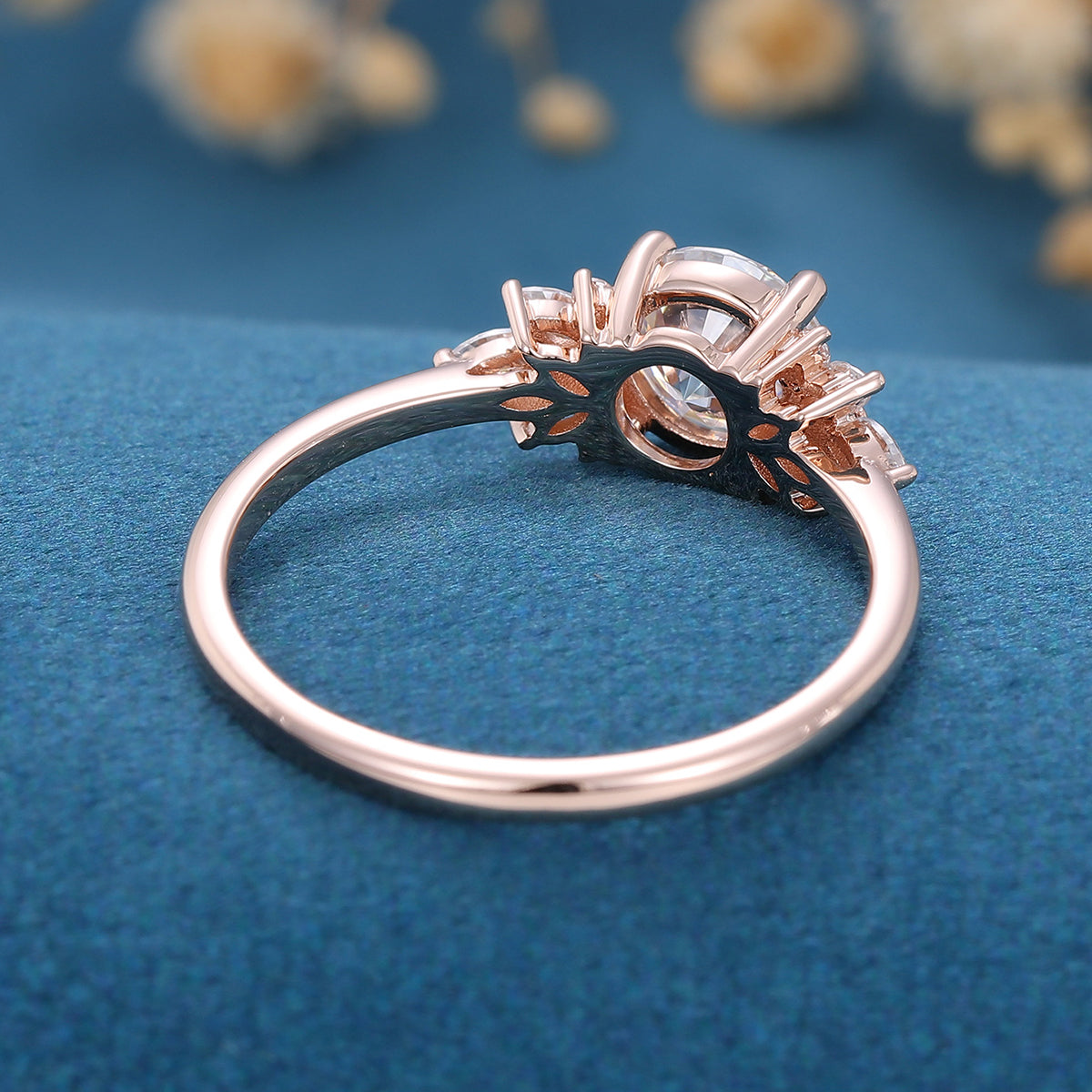 1.21 CT Round Cluster Lab Grown Diamond Engagement Ring