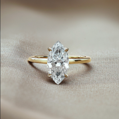 2 CT Marquise Hidden Halo Moissanite Engagement Ring