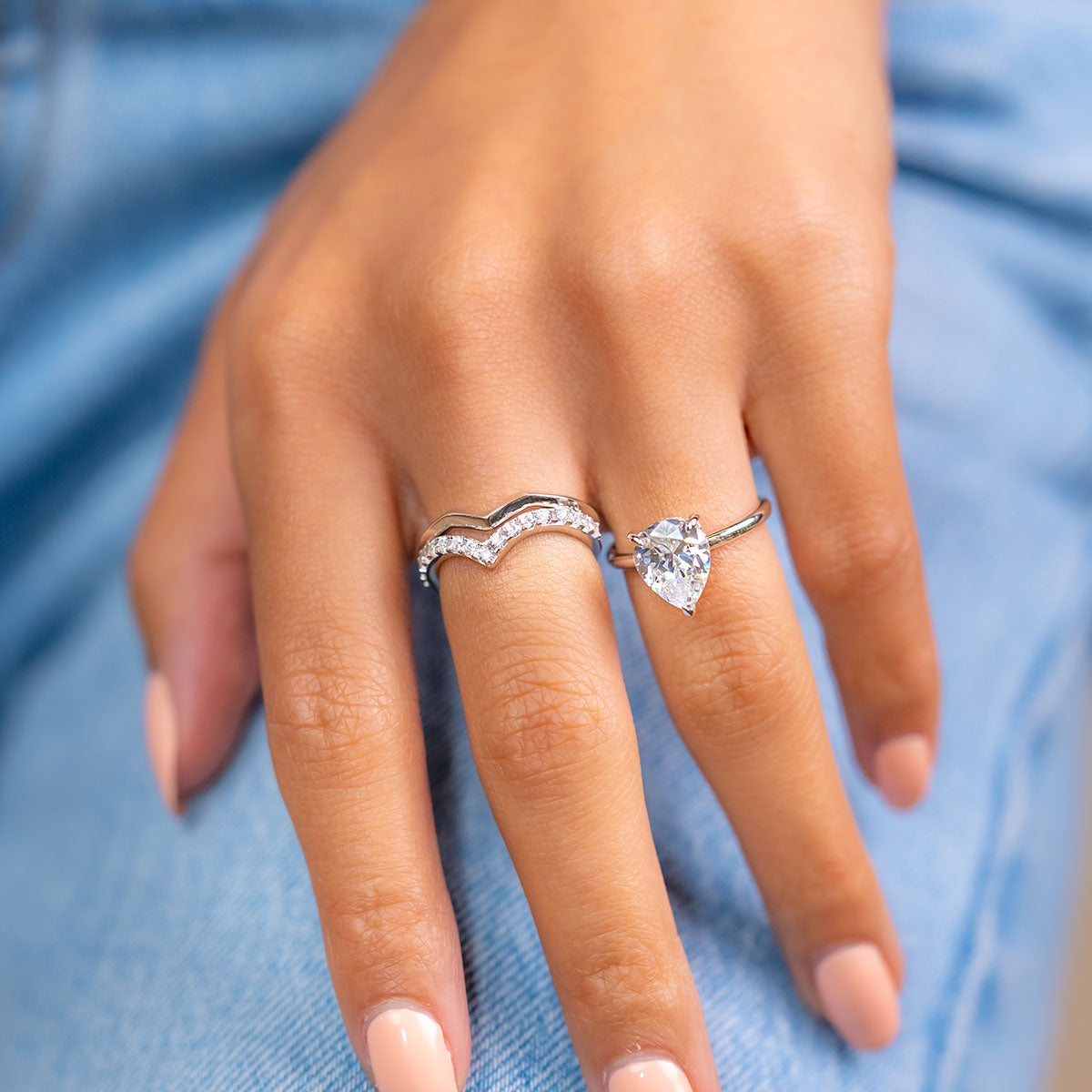 1.33 CT Pear Hidden Halo Lab Grown Diamond Engagement Ring