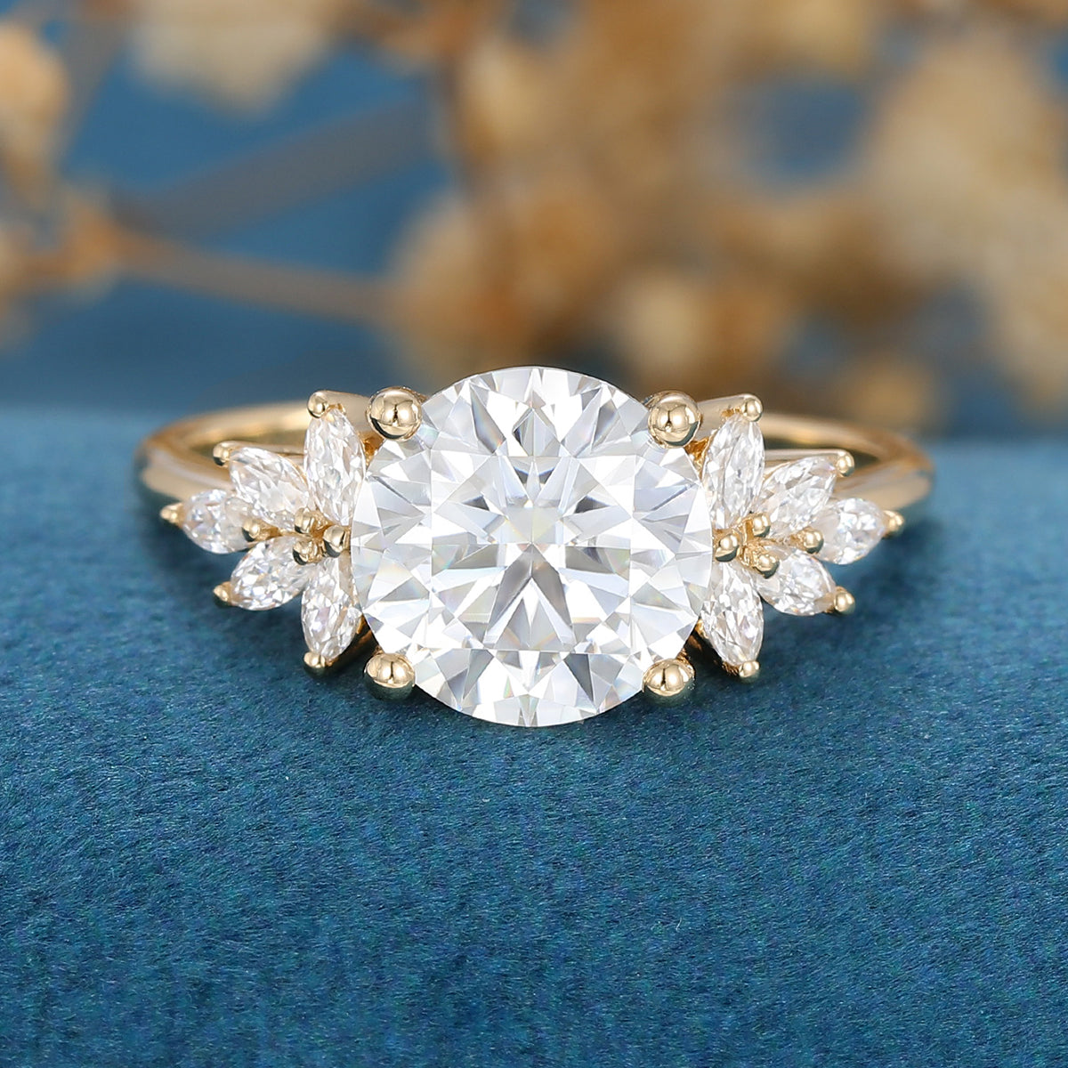 1.9 CT Oval Cluster Lab Grown Diamond Engagement Ring