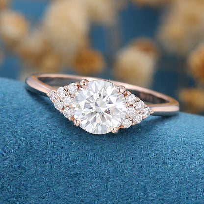0.68 CT Round Cluster Lab Grown Diamond Engagement Ring