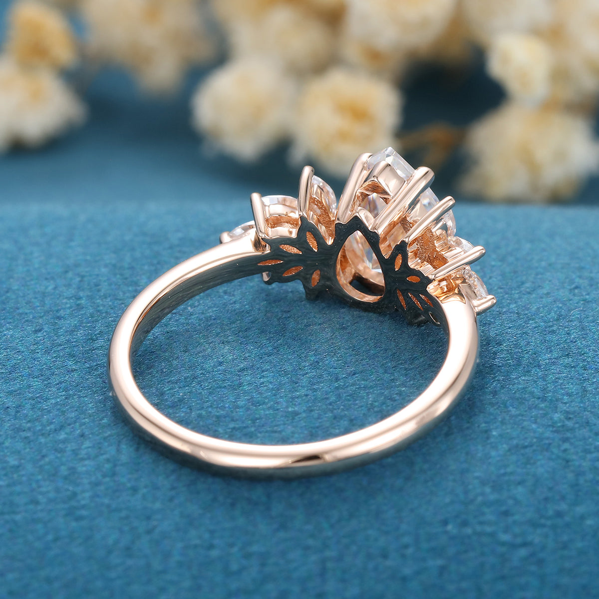 1 CT Pear Cluster Lab Grown Diamond Engagement Ring