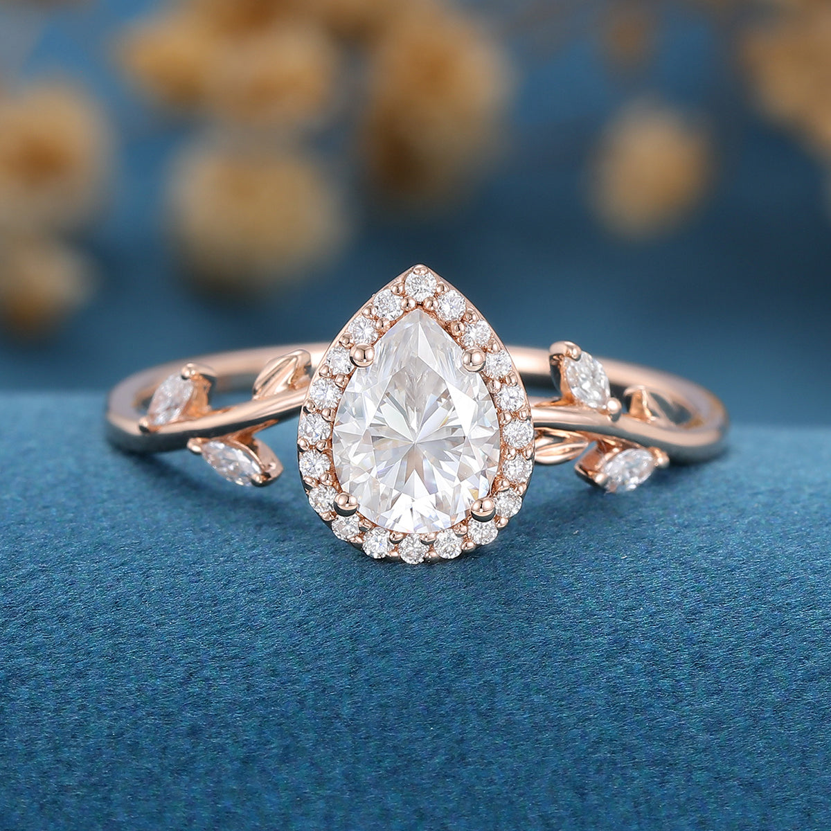 1 CT Pear Cluster Lab Grown Diamond Engagement Ring