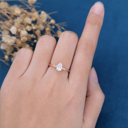 0.69 CT Pear Solitaire Lab Grown Diamond Engagement Ring