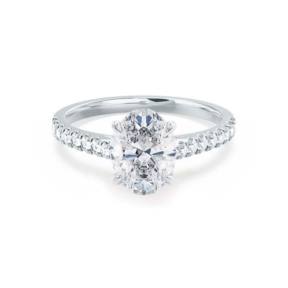 3 CT Oval Pave Lab Grown Diamond Engagement Ring