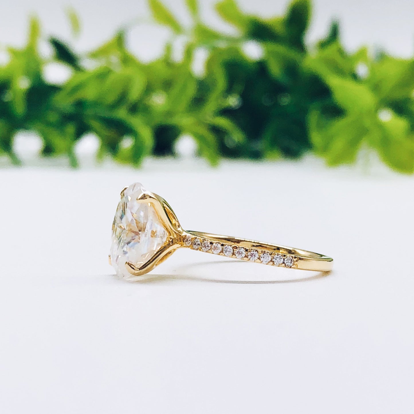 1.91 CT Oval Pave Moissanite Engagement Ring