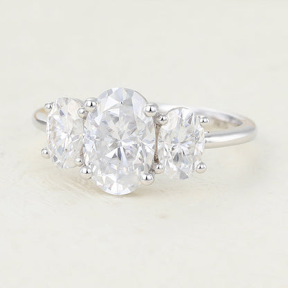 1.91 CT Oval Three Stone Moissanite Engagement Ring