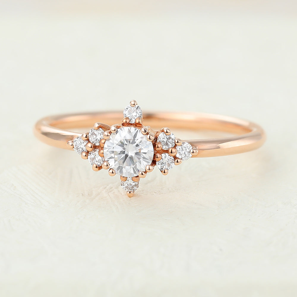 0.22 CT Round Cluster Moissanite Engagement Ring