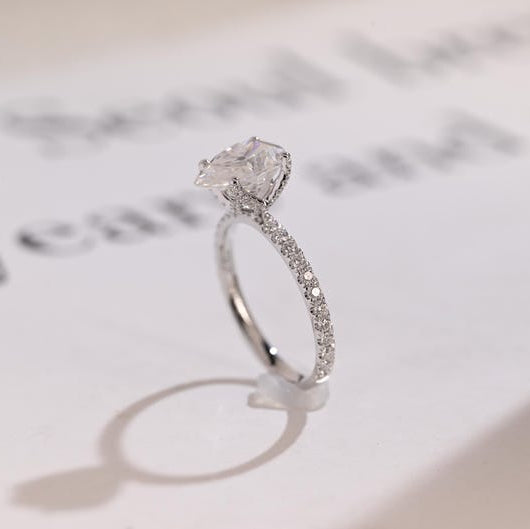 Stunning 1.0 - 2.0 CT Pear Moissanite Engagement Ring with Pave Design 7