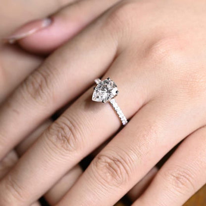 Stunning 1.0 - 2.0 CT Pear Moissanite Engagement Ring with Pave Design 4
