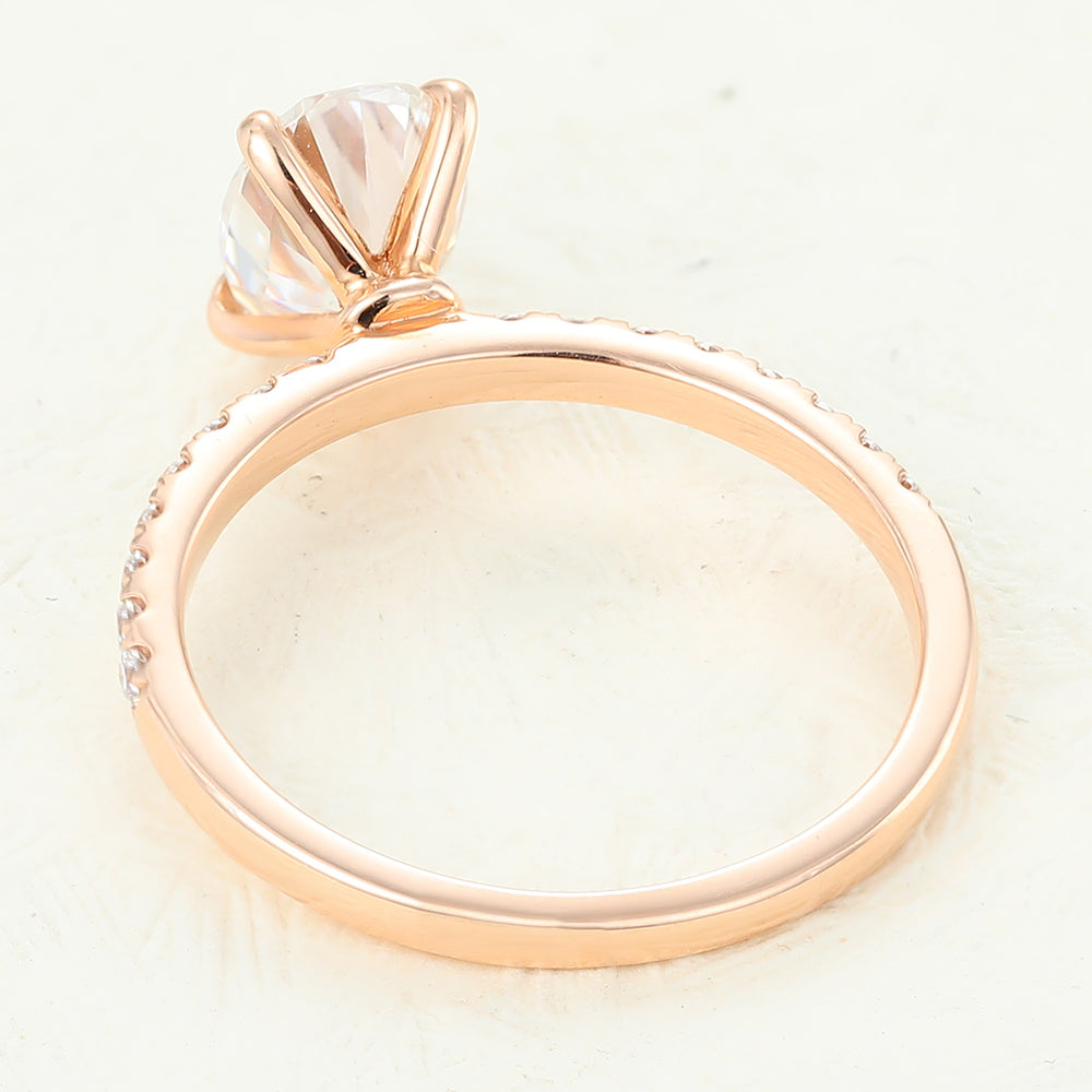 1.33 CT Oval Pave Lab-Grown Diamond Engagement Ring
