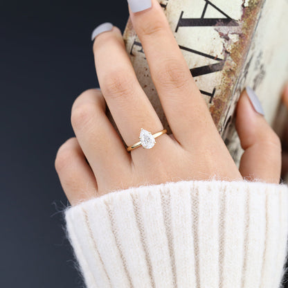 1.5 CT Pear Solitaire Lab-Grown Diamond Engagement Ring
