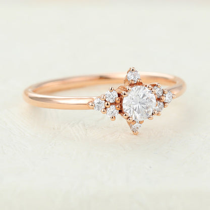 0.22 CT Round Cluster Moissanite Engagement Ring