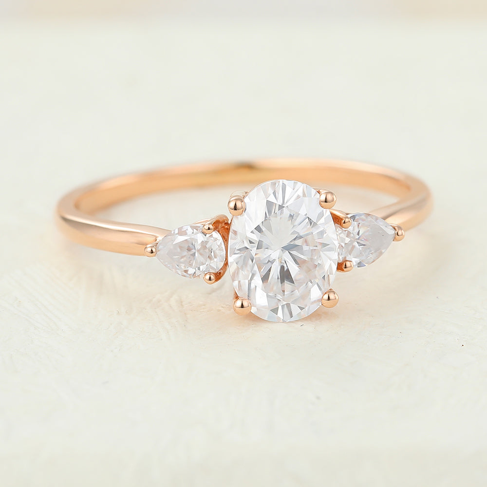 1.33 CT Oval Three Stone Lab-Grown Diamond Engagement Ring