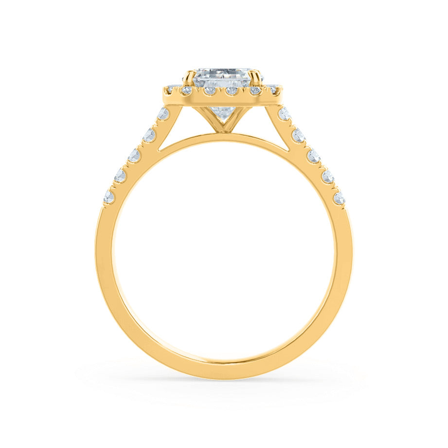 2 CT Emerald Halo & Pave Lab Grown Diamond Engagement Ring