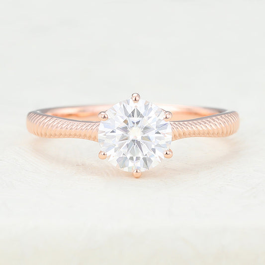 0.88 CT Round Solitaire Moissanite Engagement Ring